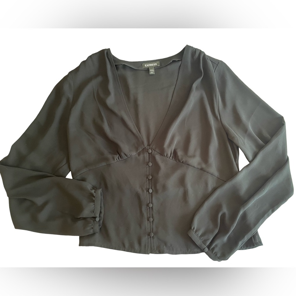 Express DEEP V-NECK EMPIRE WAIST TOP L